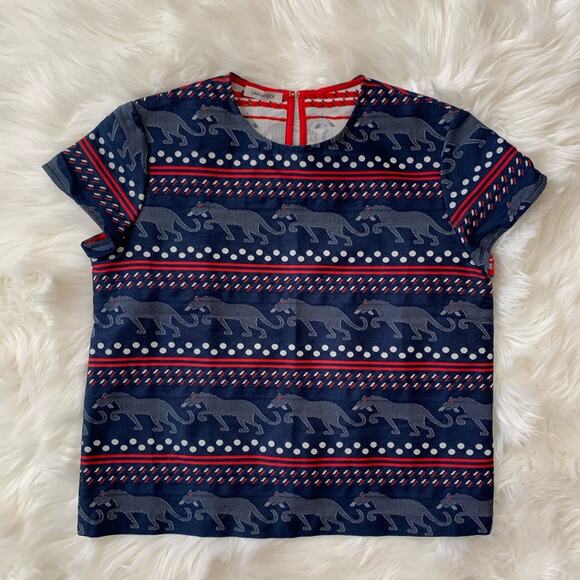 Emma Cook Jacquard Panther Blouse Top Size 4 - Picture 2 of 7